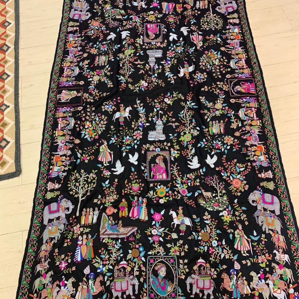 100% pure pashmina Mughal shikargah shawl